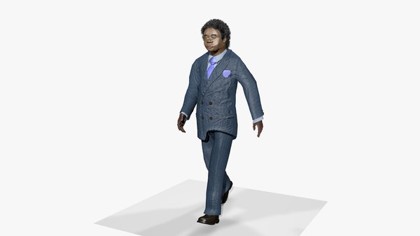 walking african blue suit 3D