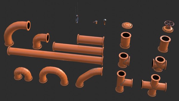 modèle 3D de Tuyaux Peints Modulaires - TurboSquid 1588841