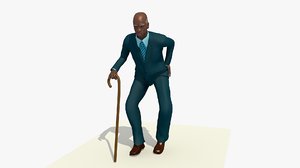 old man walking stick 3D model
