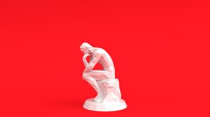 3D stylized thinker sculpture
