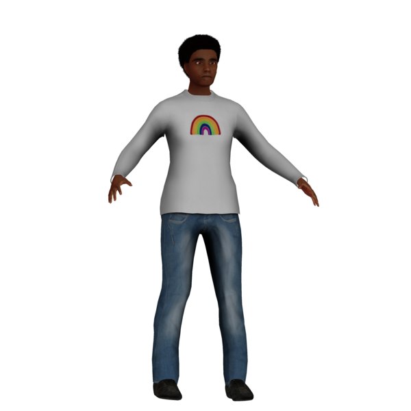 3D model adult black male