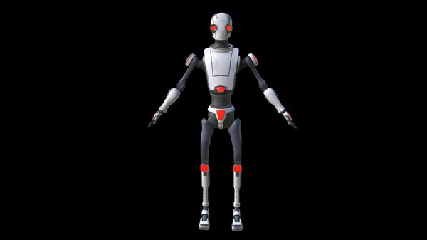 3D robot low-poly pbr