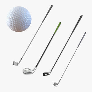3D golf clubs ball