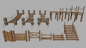 3D wood set model
