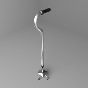 3D quad walking cane model