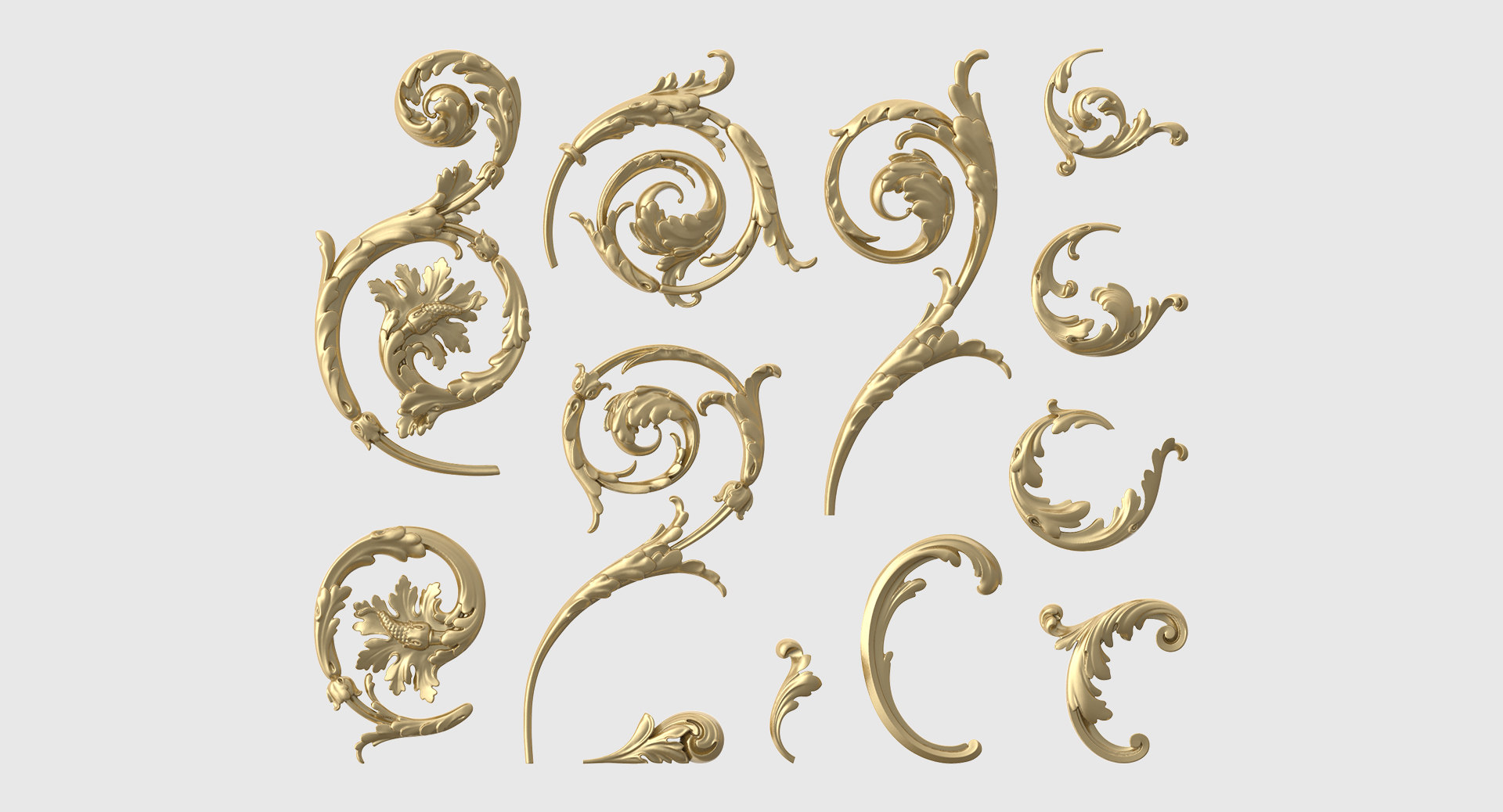 3D set acanthus leaf scrolls model - TurboSquid 1590294