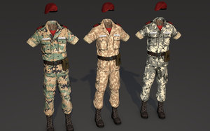 3D model military soldier uniform pack