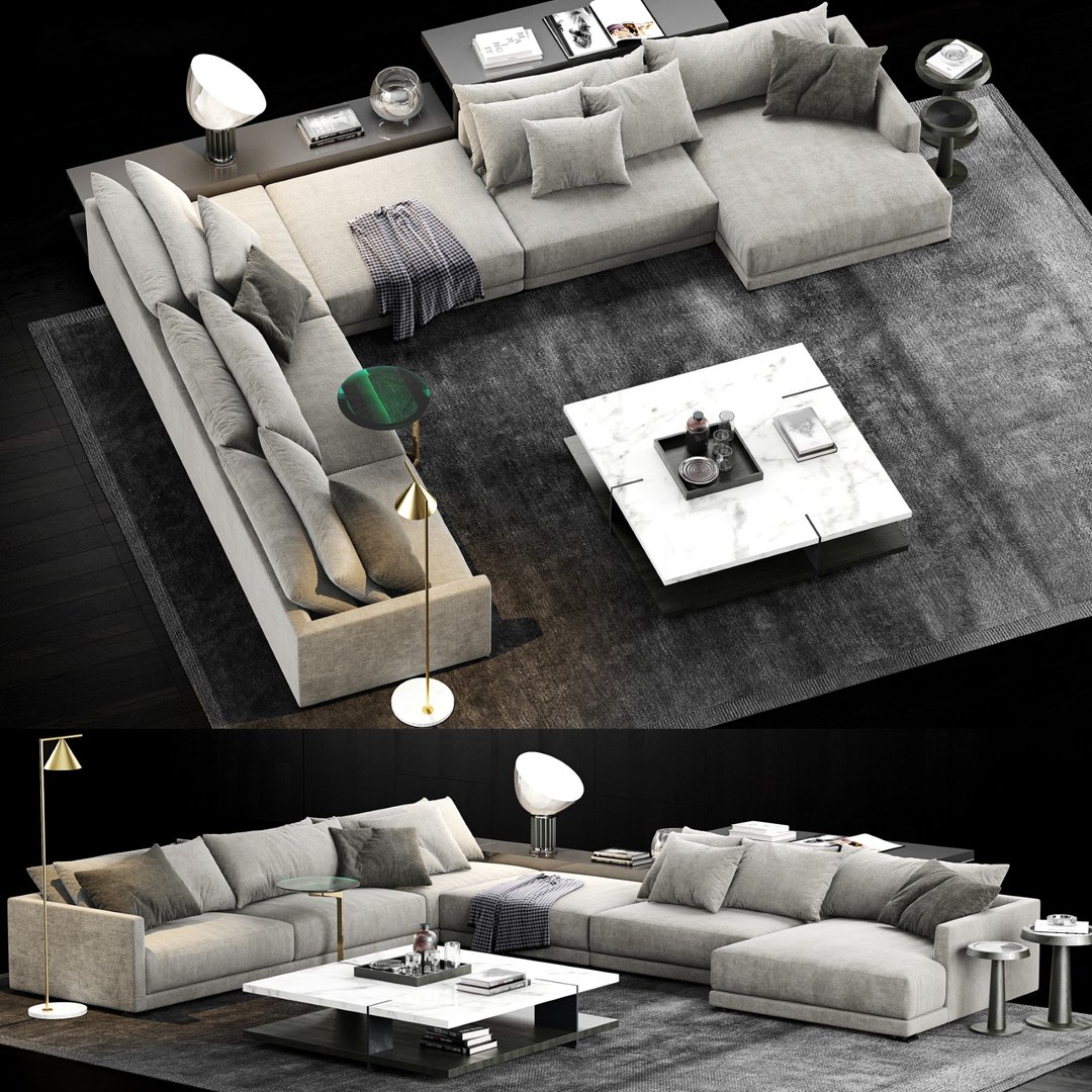 Poliform bristol sofa 2 3D model TurboSquid 1591146