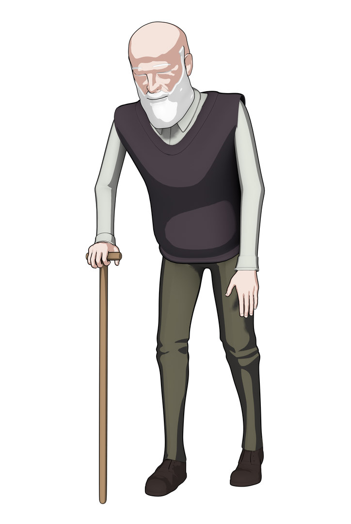 3D toon anime grandfather - TurboSquid 1591278