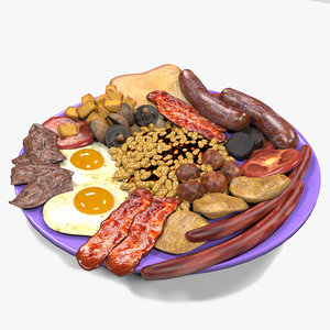 irish breakfast food 3D model