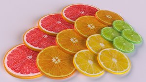 lemon lime grapefruit citrus 3D model