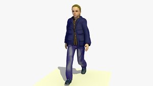 walking girl character animation 3D