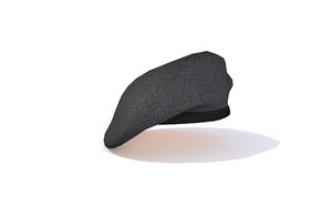 3D realistic black beret cap model