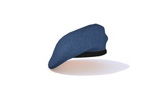 3D realistic blue beret cap model
