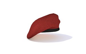 3D model realistic red beret cap