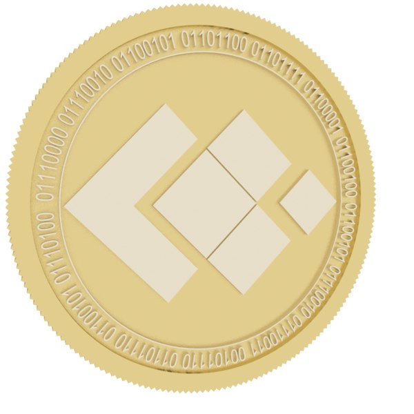 3D blocktrade gold coin model