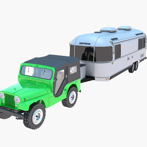 airstream trailer jeep 3D model