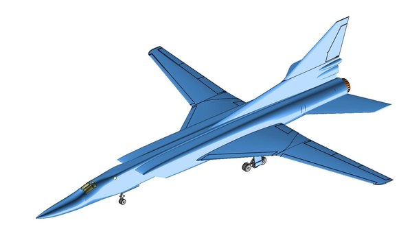 3D tupolev tu-22m aircraft solid