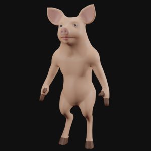 bacon boy humanoid pig model