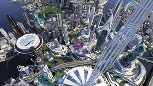 3D future city futuristic architecture