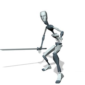 Warrior ninja sword walking crouch forward