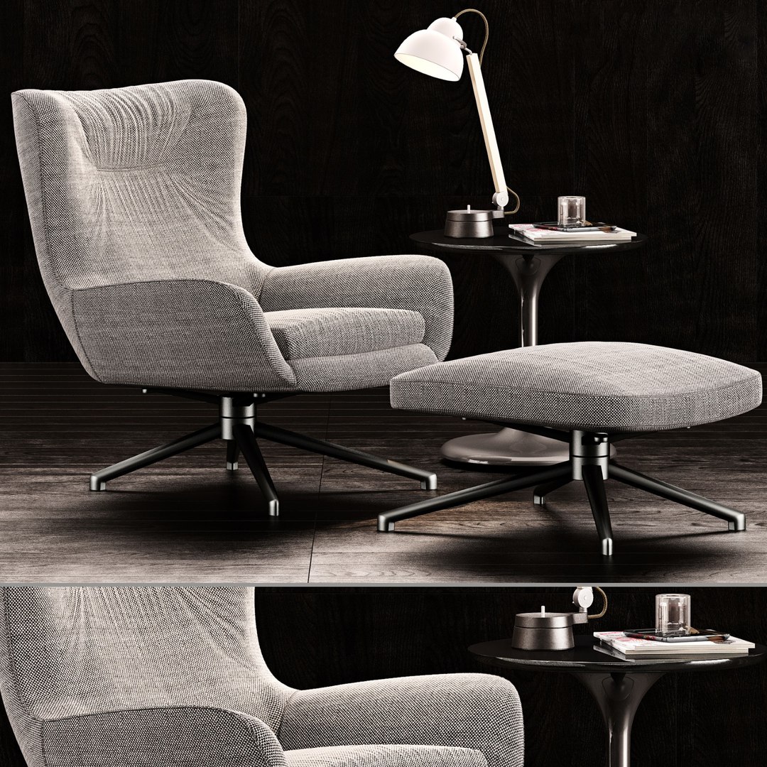 3D minotti jensen armchair ottoman TurboSquid 1594938