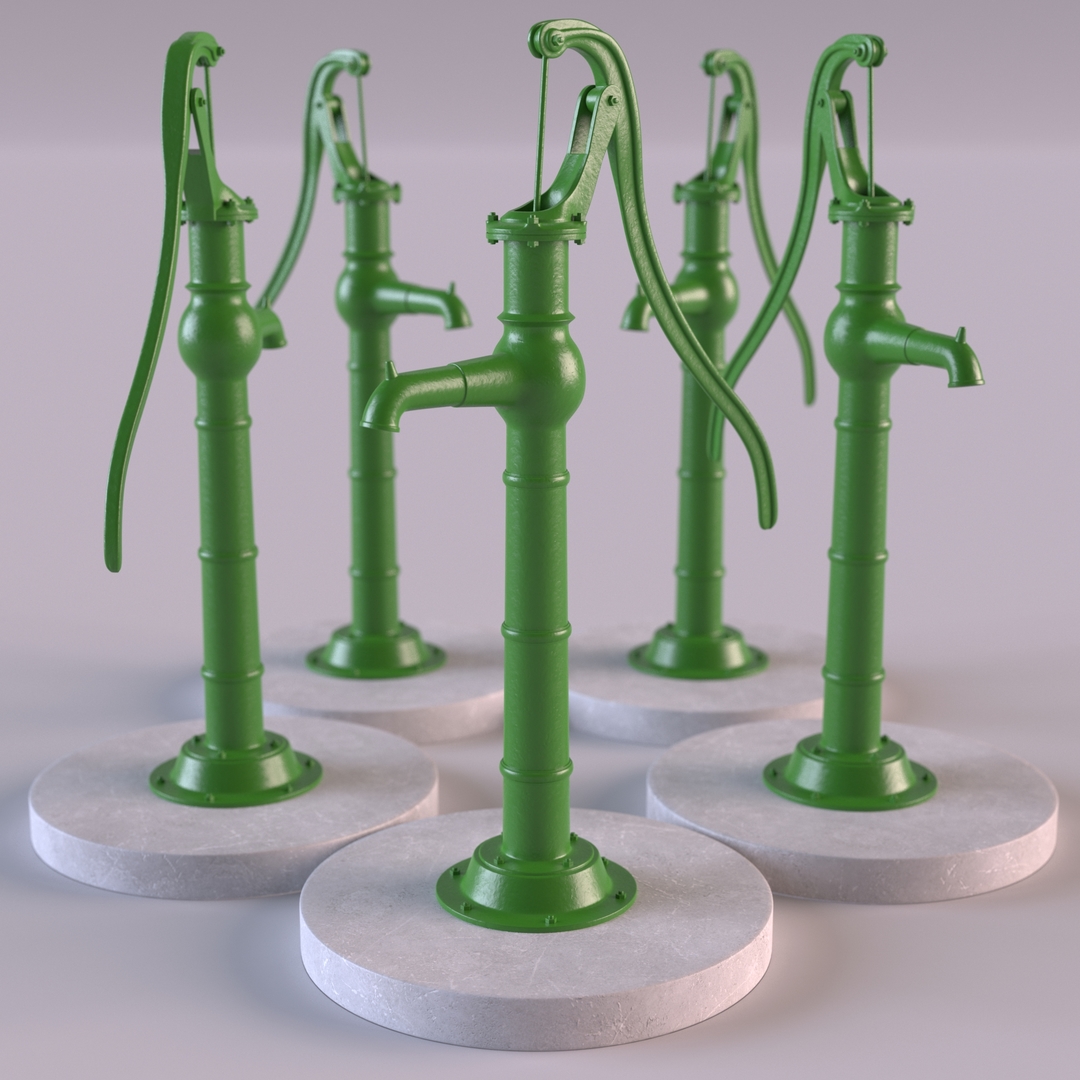 3D restored vintage hand water pump model TurboSquid 1597445