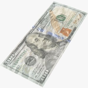 dollar bill crumpled 3D