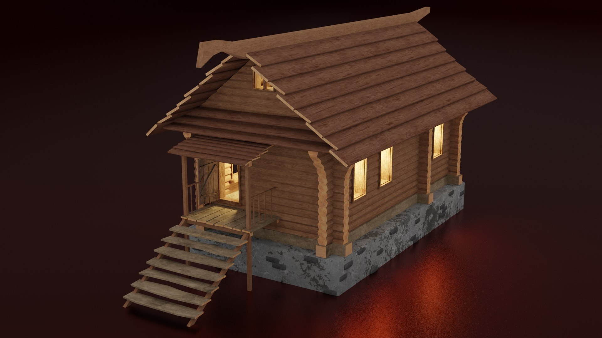 3D model wooden hut TurboSquid 1595413