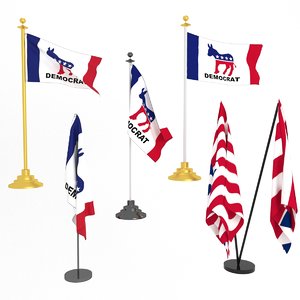 3D democratic party flag model