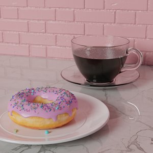 3D donut coffee model