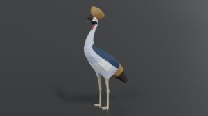grey crowned crane bird model