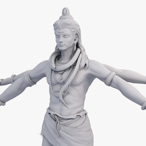 lord shiva trident damaru 3D model