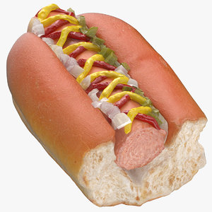3D hot dog bitten model