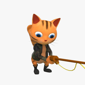 3D orange cat model