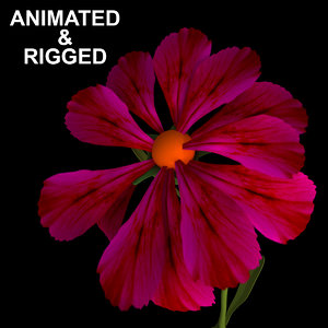 3D model flowers open animation