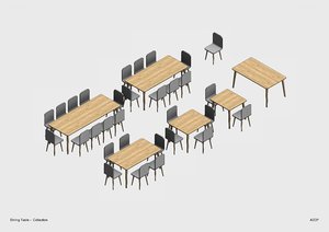 parametric revit dining table 3D model