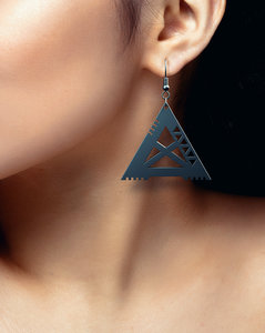 triangle earrings pendant cyberpunk 3D