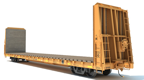 3D model bulkhead flat rail car