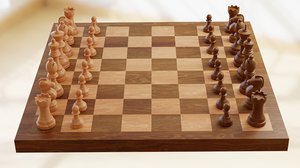 3D wooden chess set model