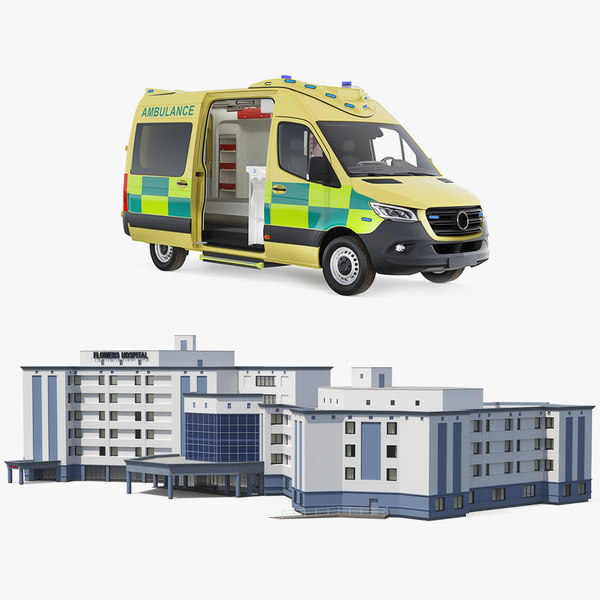 hospital building emergency ambulance 3D model