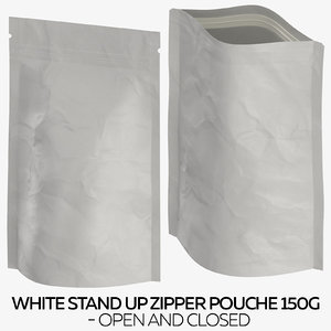 white stand zipper pouche 3D model