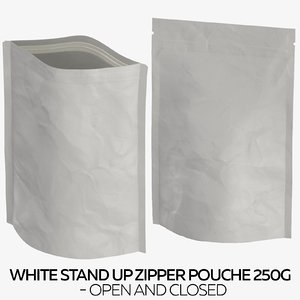 3D white stand zipper pouche