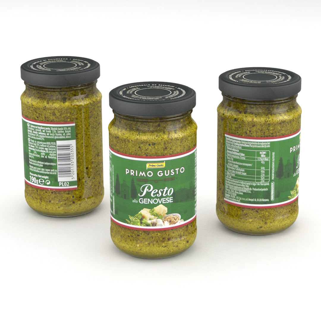 Food Jar Primo Gusto Pesto alla Genovese 190g 20203D模型 TurboSquid 1599693