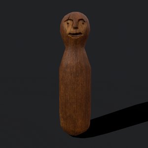 medieval wooden toy doll 3D model