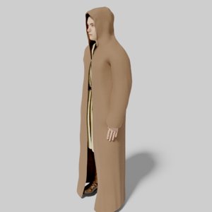 3D model rigged jedi robe animations