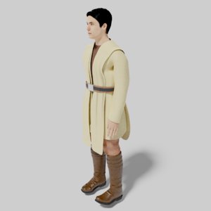 3D model rigged jedi animations