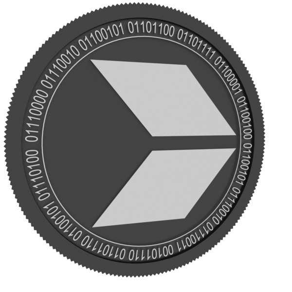 3D cash2 black coin model