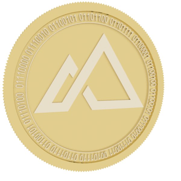3D cryptofranc gold coin