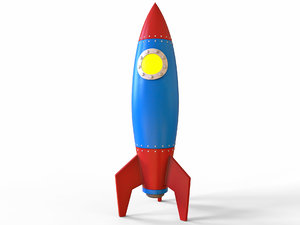 realistic cartoon rocket 3D model